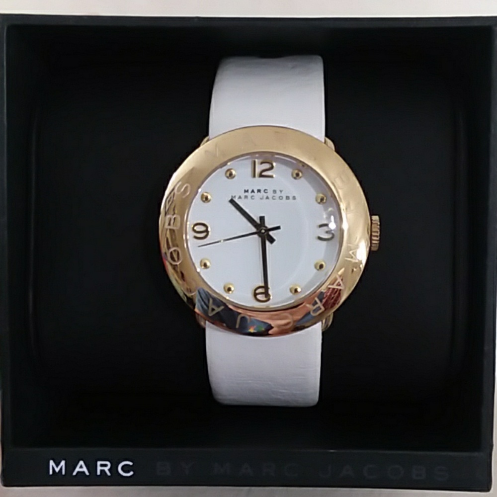 MARC by Marc Jacob's white leather and gold watch